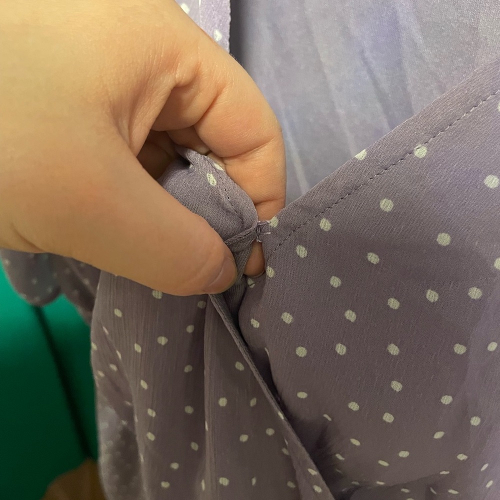 Lavender Polka Dot Peplum Top - Picture 2 of 6
